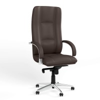 Крісло офісне поворотне Новий Стиль STAR STEEL CHROME ECO-31 (Темно-коричневий) (NWS-126776)