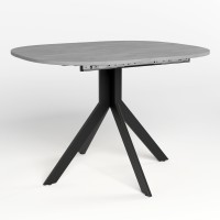 Обеденный стол Новый Стиль ARGON LOFT BLACK (18) 1100/1420х900 Бетонный Камень (NWS-130365)