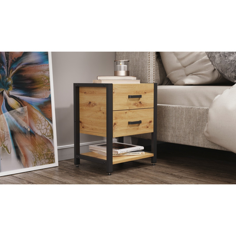 Тумба універсальна Ferrum-decor Вів'єн 2/1 50x41x40 чорний ДСП Дуб Артізан 16мм (FRD-106836)