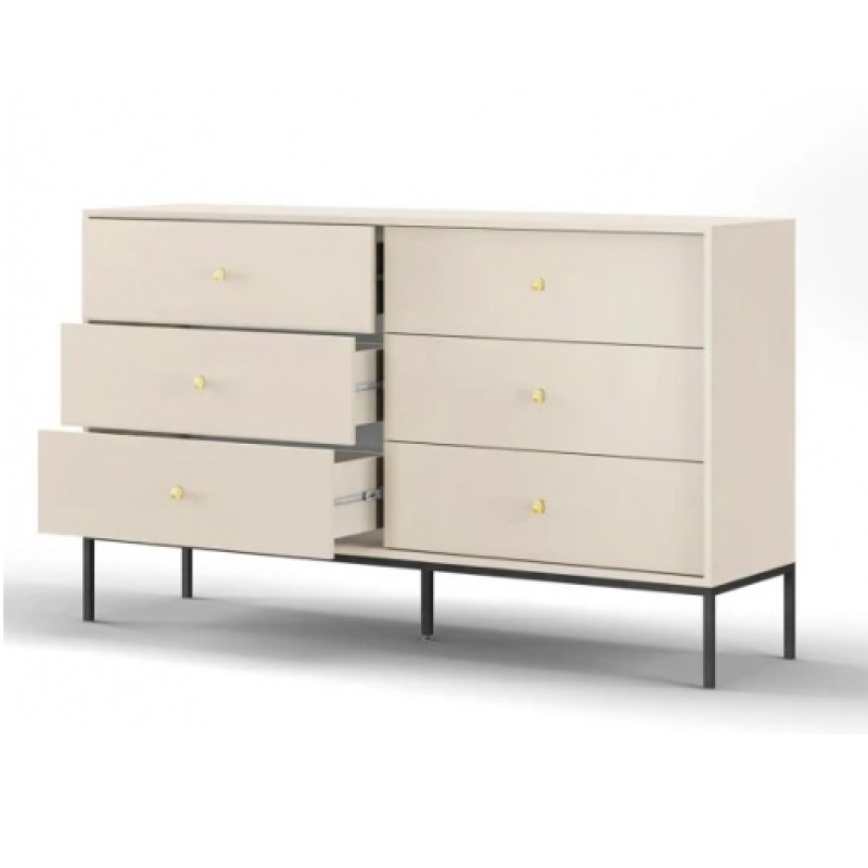 Комод Perfect Home Mono MKS154 6S 154x91x39 Беж пісочний (золоті ніжки) (PFH-091209)