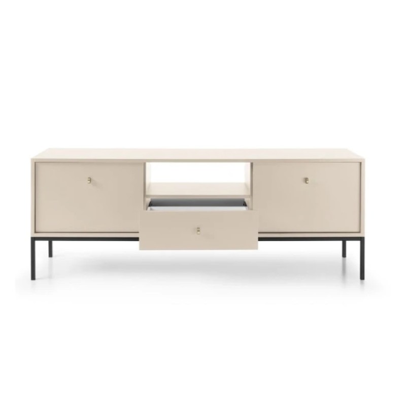 Тумба під телевізор з телескопічними напрямними Perfect Home Mono MRTV154 2D1S 153,4х56,2х39 Беж пісочний (золоті ніжки) (PFH-091201)