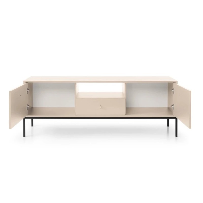 Тумба під телевізор з телескопічними напрямними Perfect Home Mono MRTV154 2D1S 153,4х56,2х39 Беж пісочний (золоті ніжки) (PFH-091201)