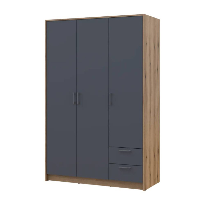 Шафа для одягу Doros Ронді Дуб Артизан/Графіт 3ДСП 121х52х195 (DRS-011658)