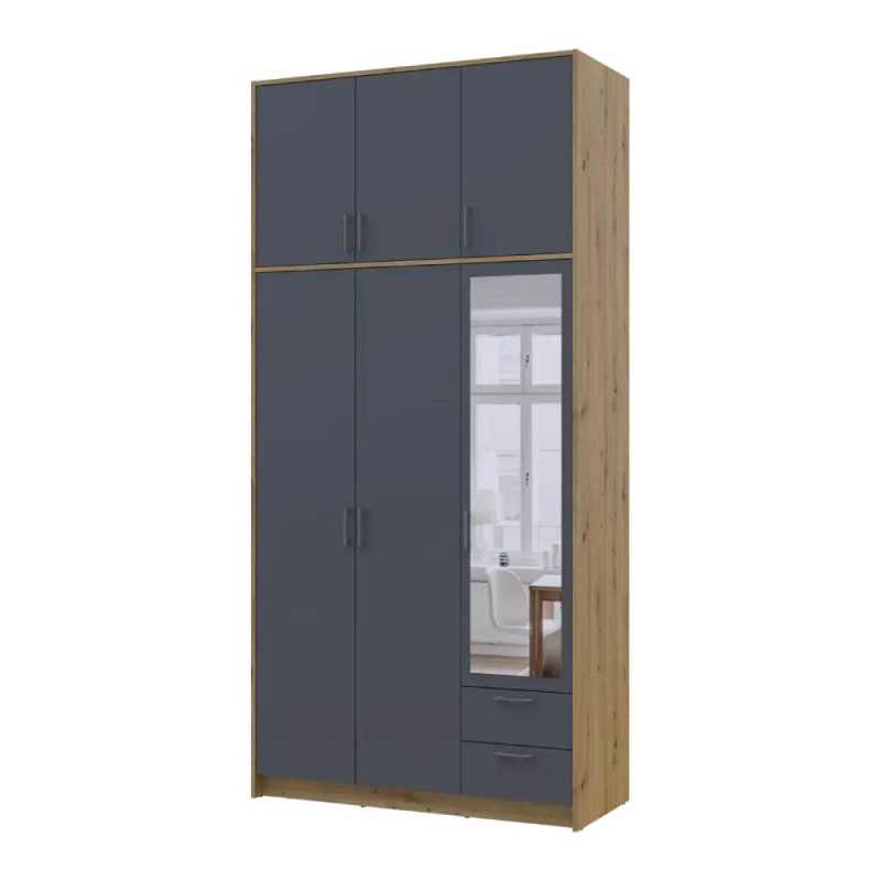 Антресоль висока Doros Ронді Дуб Артизан/Графіт 3 ДСП 121х52х65 (DRS-011906)