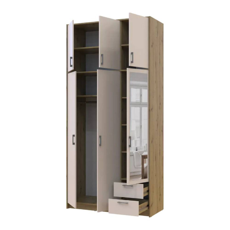 Антресоль висока Doros Ронді Дуб Артизан/Кашемір 3 ДСП 121х52х65 (DRS-011909)