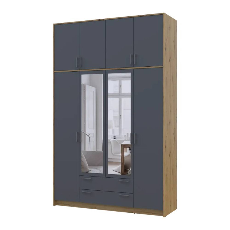 Антресоль висока Doros Ронді Дуб Артизан/Графіт 4 ДСП 160х52х65 (DRS-011907)