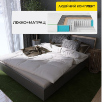 Комплект ліжко двоспальне Сіті-1600 160х200 см Дуб сонома/Графіт і Матрац Ismart Koala Dream 160х200 см (EVR-071115-ISM-051024)