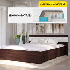Комплект ліжко двоспальне Соната-1600 160х200 см венге темний/білий і Матрац Ismart Koala Dream 160х200 см (EVR-2094-ISM-051024)