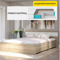 Комплект ліжко двоспальне Соната-1600 160х200 см дуб сонома/білий і Матрац Ismart Koala Dream 160х200 см (EVR-2095-ISM-051024)